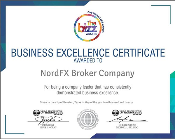 World Confederation of Businesses Presents NordFX with Business Excellence Award1